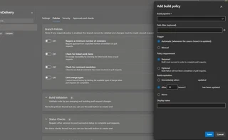 Require builds to succeed in order to merge code in Azure DevOps.